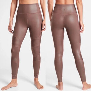 Athleta Inclination Moto Shimmer Leggings Size XS Mineral Brown Athletic Workout